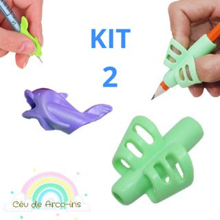 Kit 2 Adaptador para Escrita Apoio De Dedos p/ segura lapis ou caneta Stetro Ergonômico em Oferta na Shopee