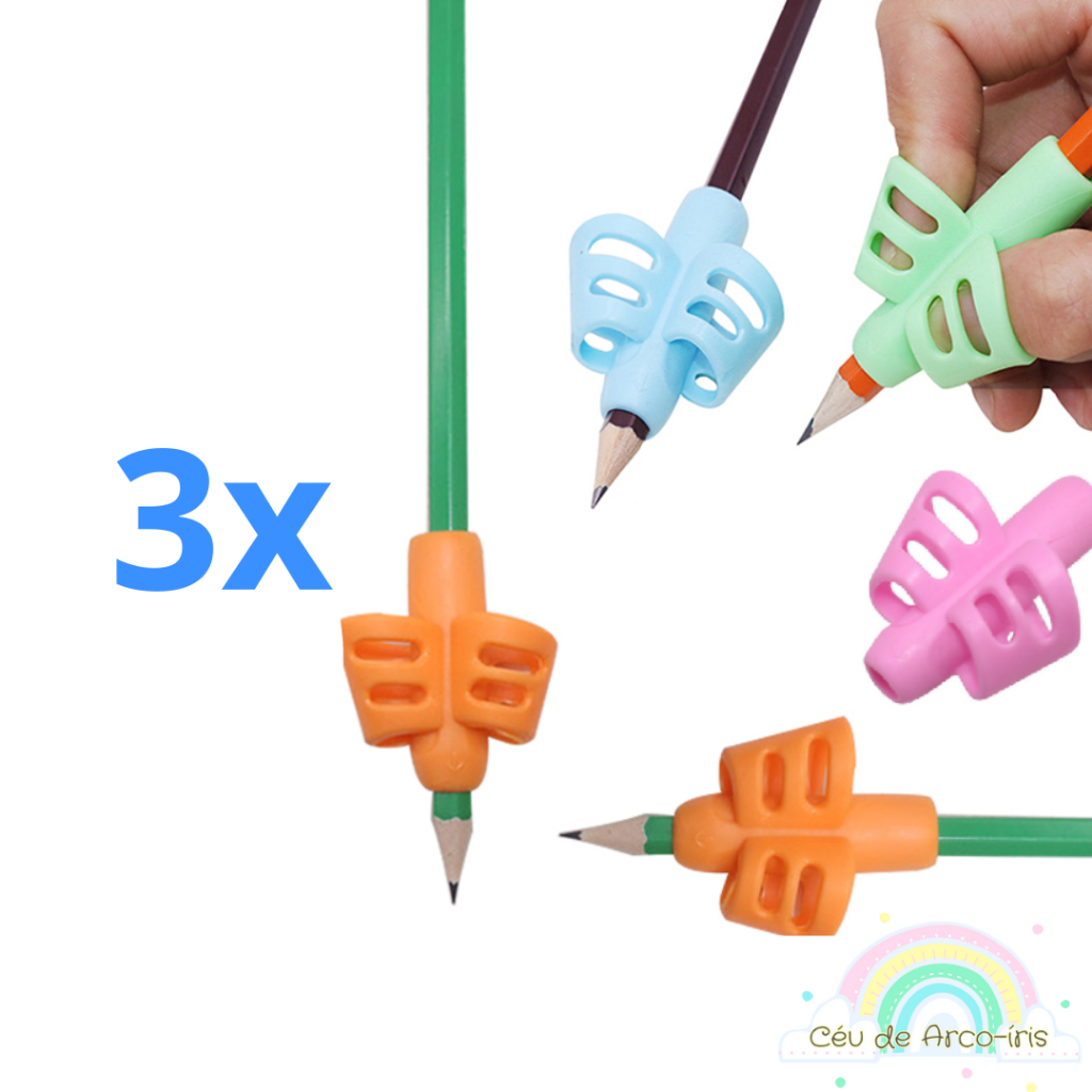 3 unidades Adaptador para Escrita Apoio De Dedos p/ segura lapis ou caneta Stetro Ergonômico Autista