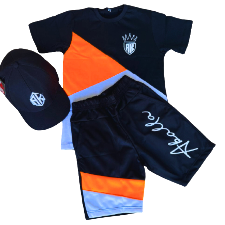 Kit Roupa Infantil Moda Juvenil Conjunto Masculino Camisa e Bermuda Com Boné