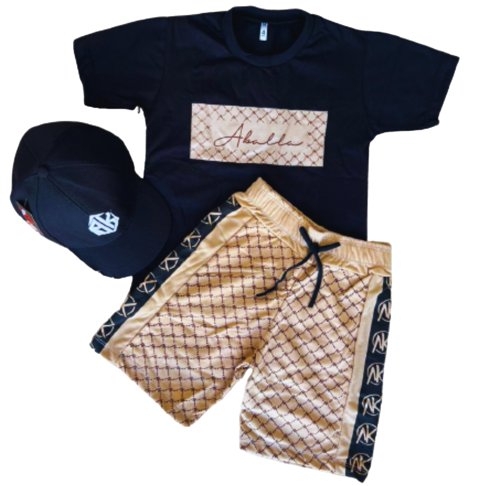 Conjunto Masculino Camisa Bermuda + Boné Premium Juvenil Kit Roupa Infantil Top