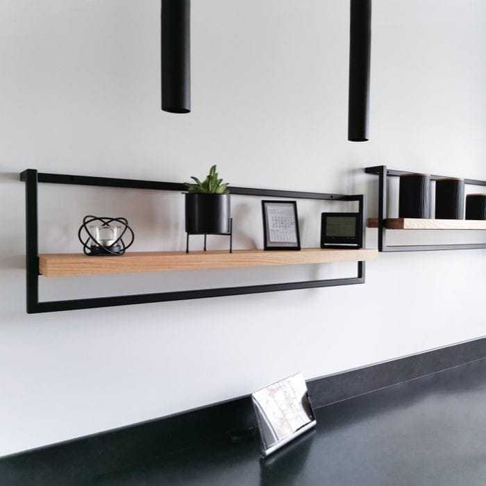 Nicho Prateleira De Parede Industrial de Ferro e Madeira 70cm