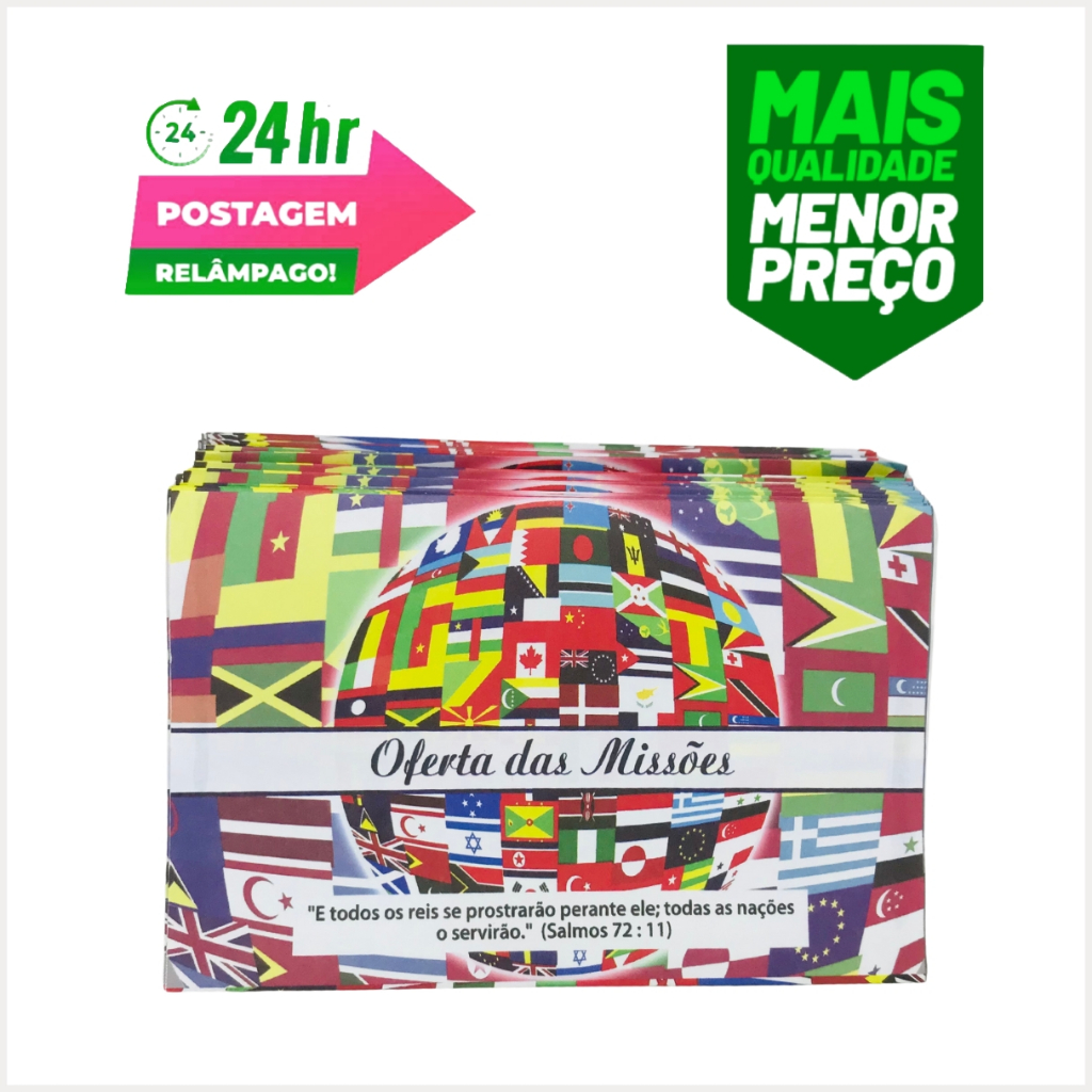 Envelope de Oferta Missões Igreja Evangélicas Dízimos e Ofertas 100 unidades.