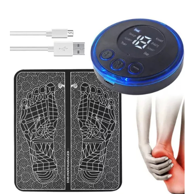 Massageador Tapete Ems Elétrico Perna Pés Pulso Almofada Cor Preto NOVO