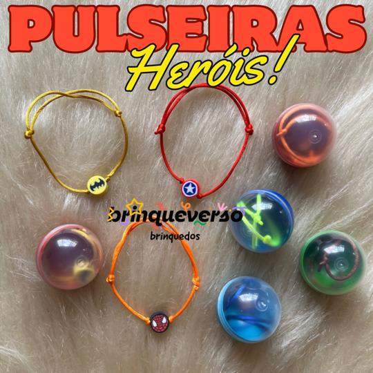 10/40 UN Pulseiras Heróis. Infantil ajustável. Produto novo em Cápsula