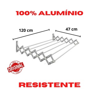 Varal Sanfonado De Parede Aluminio 120 CM em Oferta na Shopee