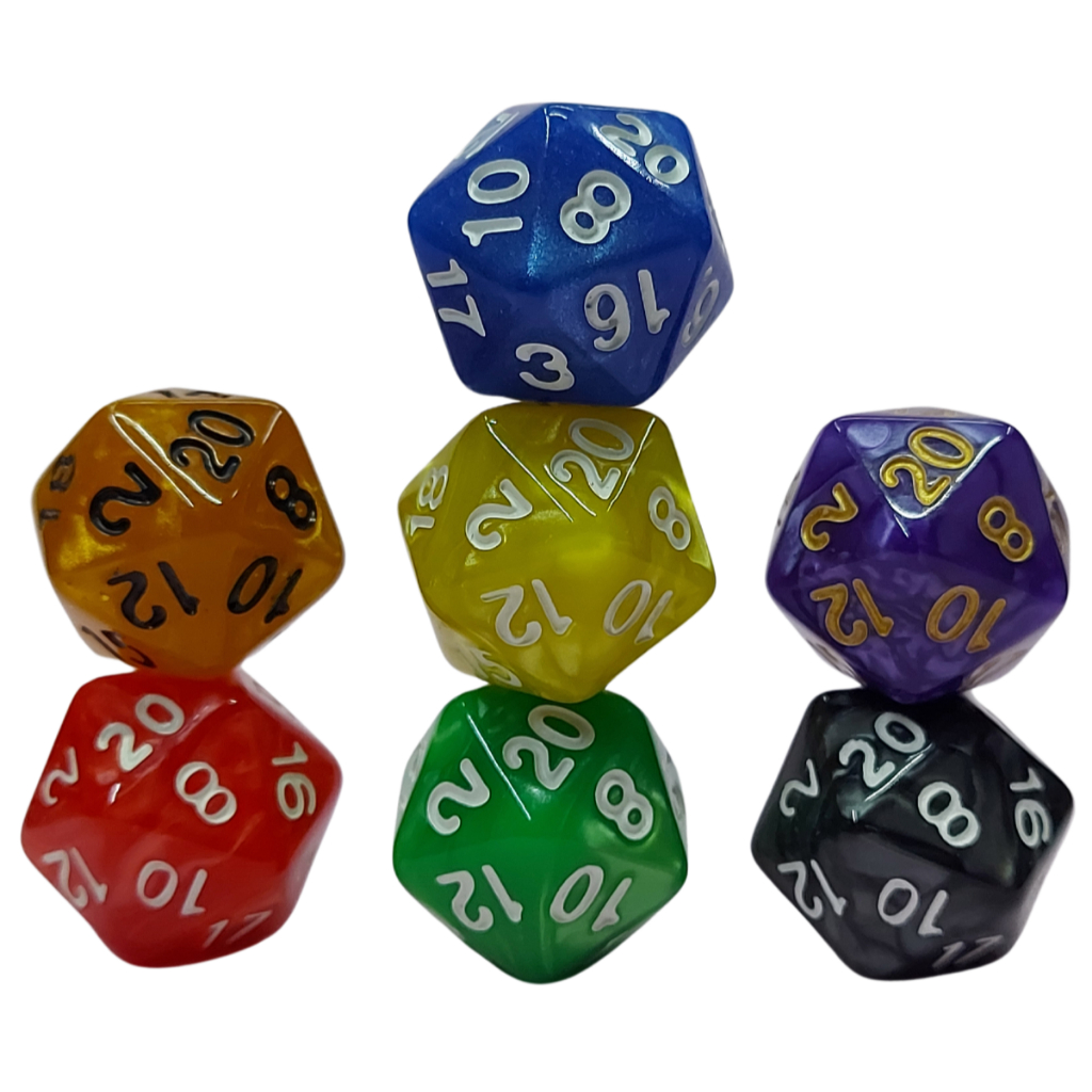 D20 Dados De Rpg, Peças Novas, Kit Com 7 Peças, D&d 7 Cores