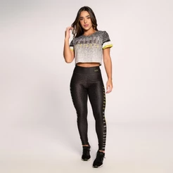 Conjunto Fitness Academia Suplex Estampado Feminino Cropped E Calça Believe