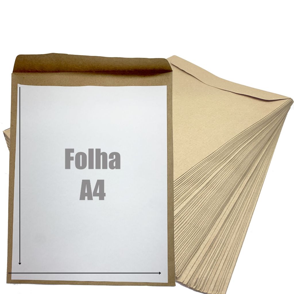 100 ENVELOPE PARDO PAPEL KRAFT PARA A4 DOCUMENTOS CURRICULO ESCRITORIO