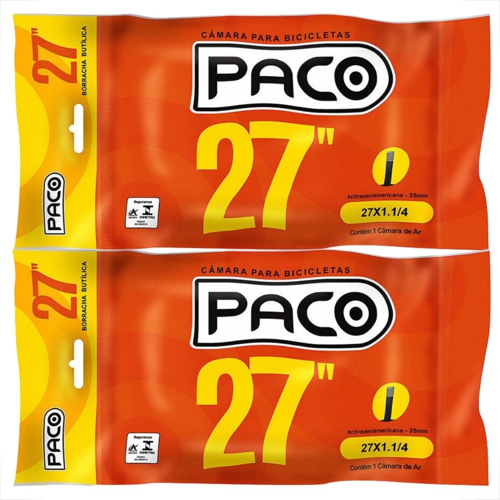 Kit 2 Câmara De Ar Aro 27 Bico Grosso Caloi 10 27x1.1/4 Válvula Schrader Unidade Válvula 35mm Bike