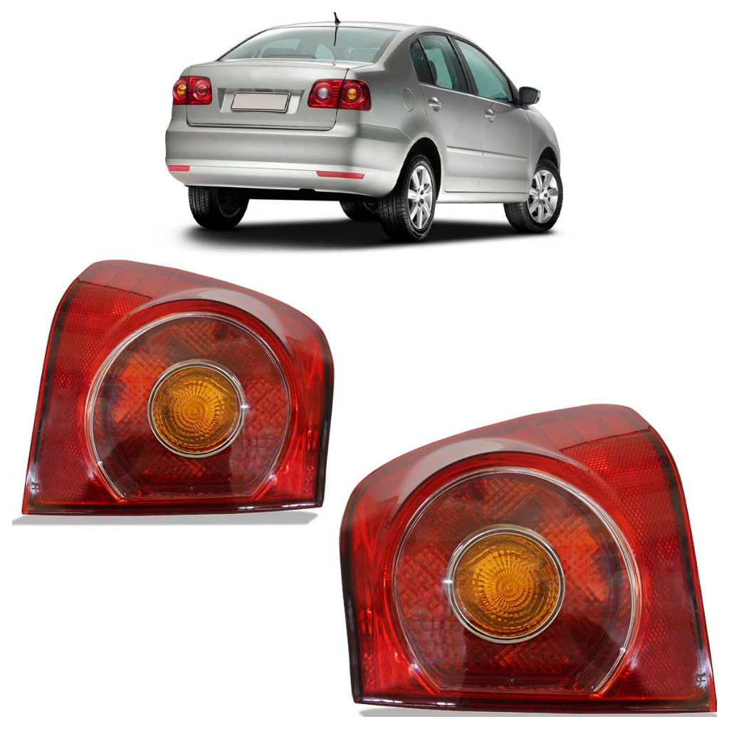 Lanterna Traseira Polo Sedan 2007 2008 2009 2010 2011 2012 2013 2014 Canto Rubi Lente Acrilico
