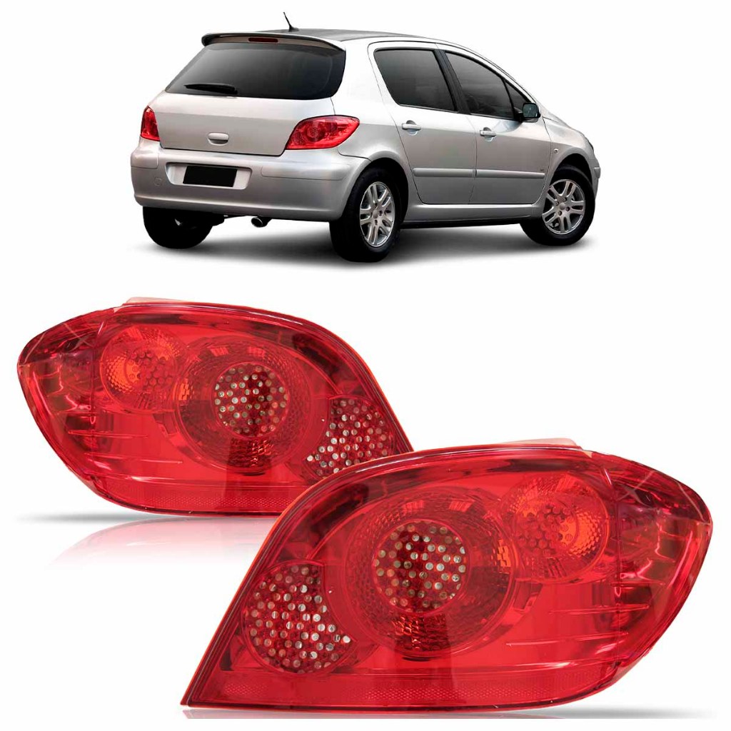 Lanterna Traseira 307 Hatch 2007 2008 2009 2010 2011 2012 Rubi Lente Lisa Acrilico em Oferta na Shopee