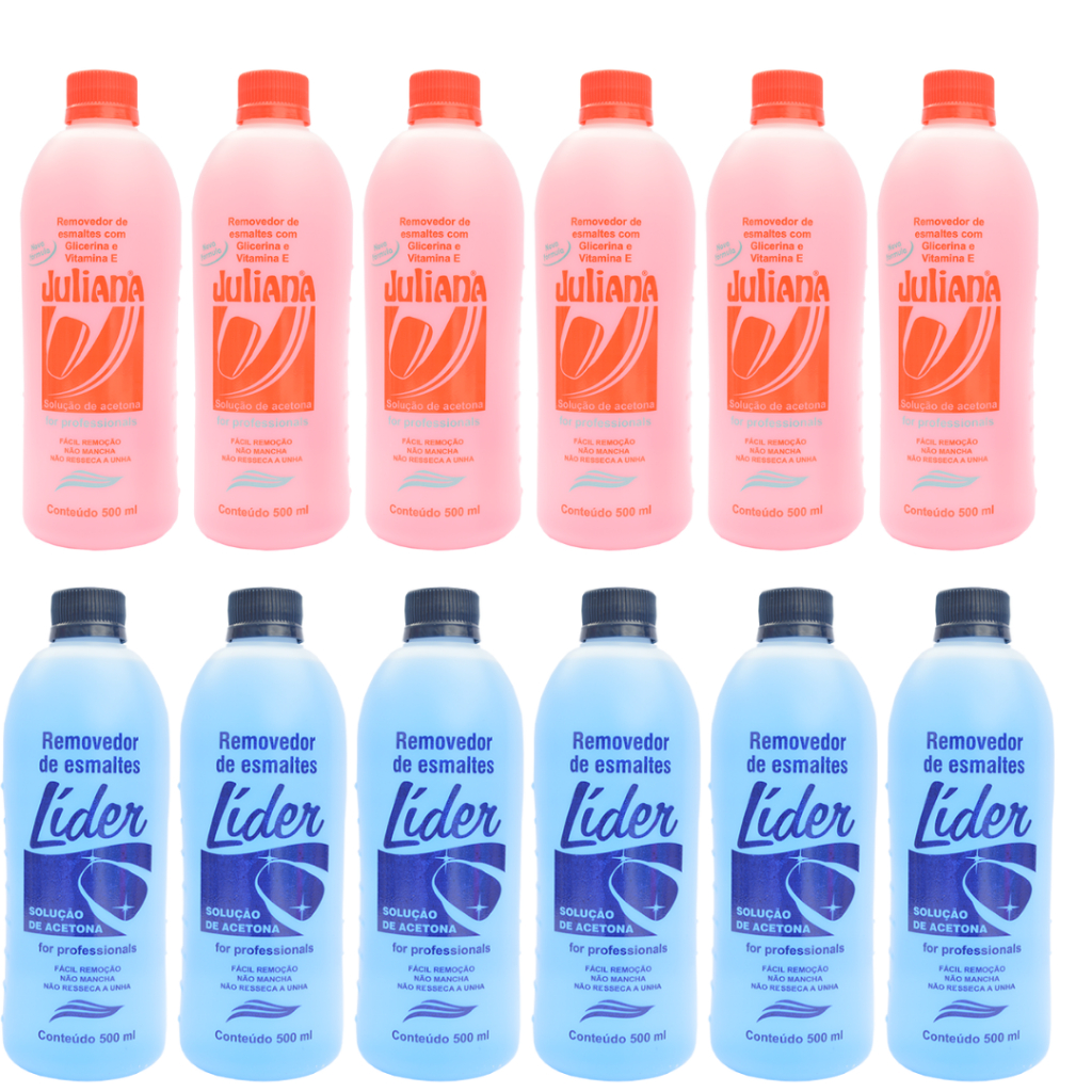Acetona Removedor de esmalte 500ml Caixa com 12 unidades