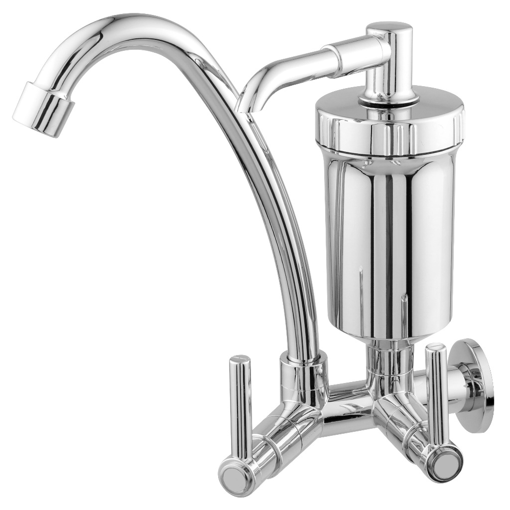 Torneira De Parede Para Cozinha Bica Alta Com Filtro 1/4 De Volta Cromado em Oferta na Shopee