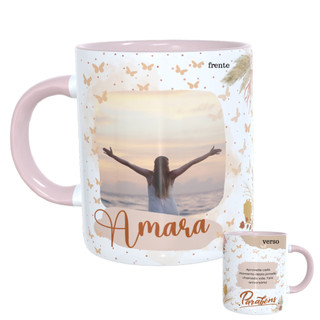 Caneca personalizada com foto/caneca rosa 325 ml/caneca de porcelana/caneca parabens/caneca branca