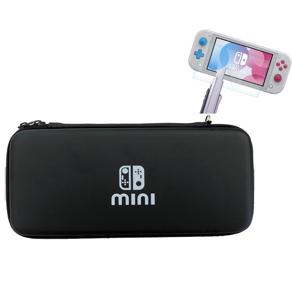 Case Mini Fechamento Zíper Bag Rígida Bolsa Compatível Nintendo Switch Lite + Película Vidro