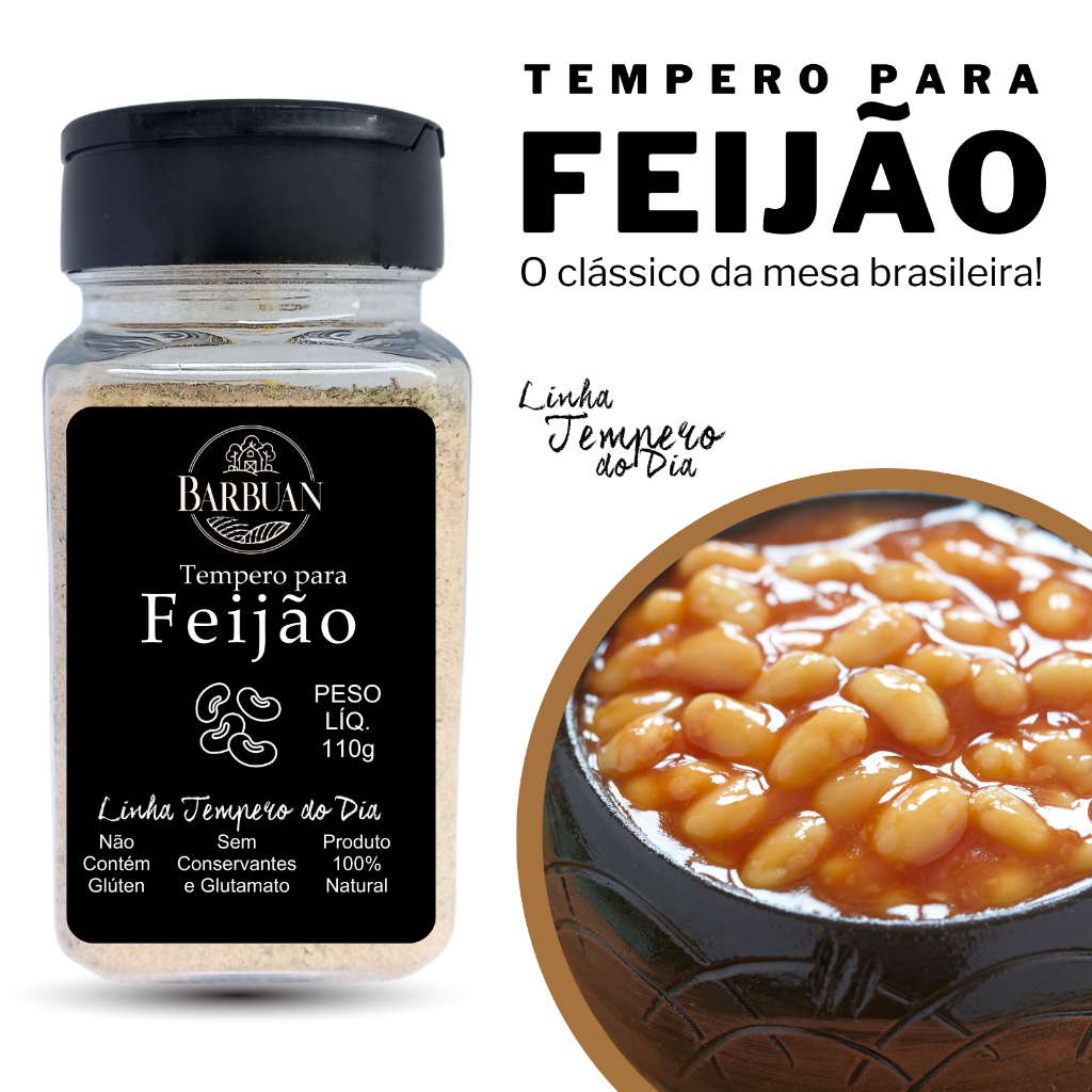 Tempero Natural para Feijão 110G  Barbuan Temperos e Condimentos Naturais em Oferta na Shopee