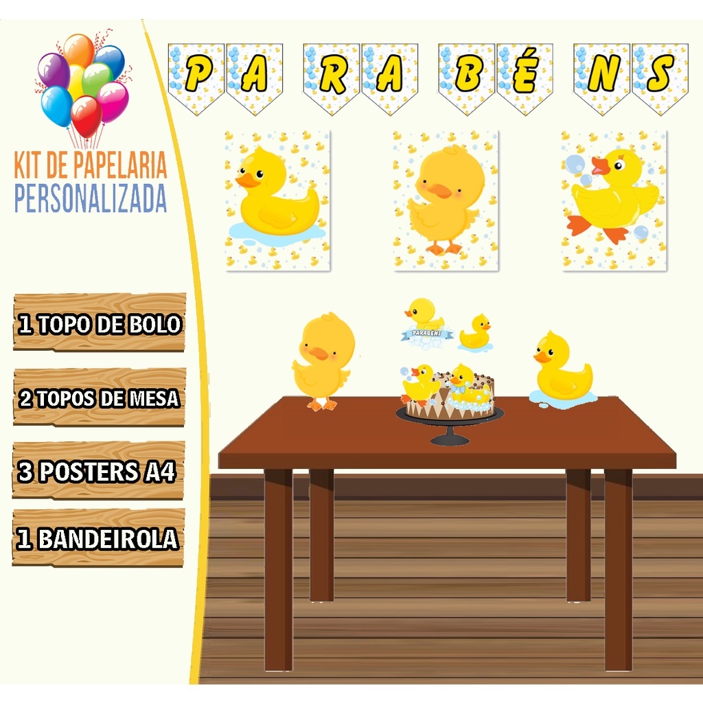 KIT FESTA PAPELARIA PATINHO AMARELINHO