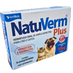 Natu Verm Plus Cães E Gatos Até 10kg Vermífugo E Giardicida 4 Compr.