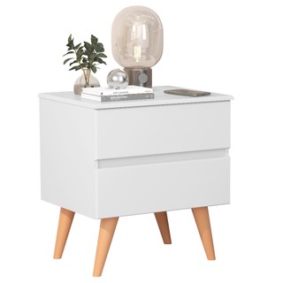 Mesa De Cabeceira Roma Criado Para Quarto Pés Palito Retro 2 Gavetas - Várias Cores