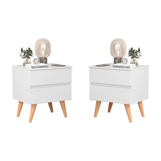KIT 2 Mesas De Cabeceira Roma Criado Para Quarto Pés Palito Retro 2 Gavetas - Várias Cores em Oferta na Shopee