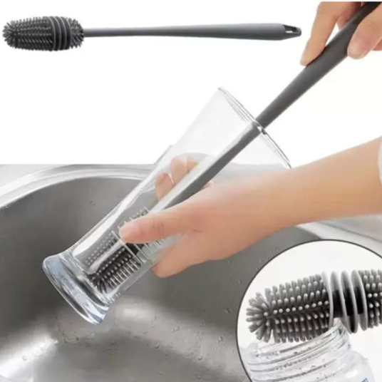 Kit 2 Escova De Lavar Garrafa Copos Multiuso De Silicone 33cm