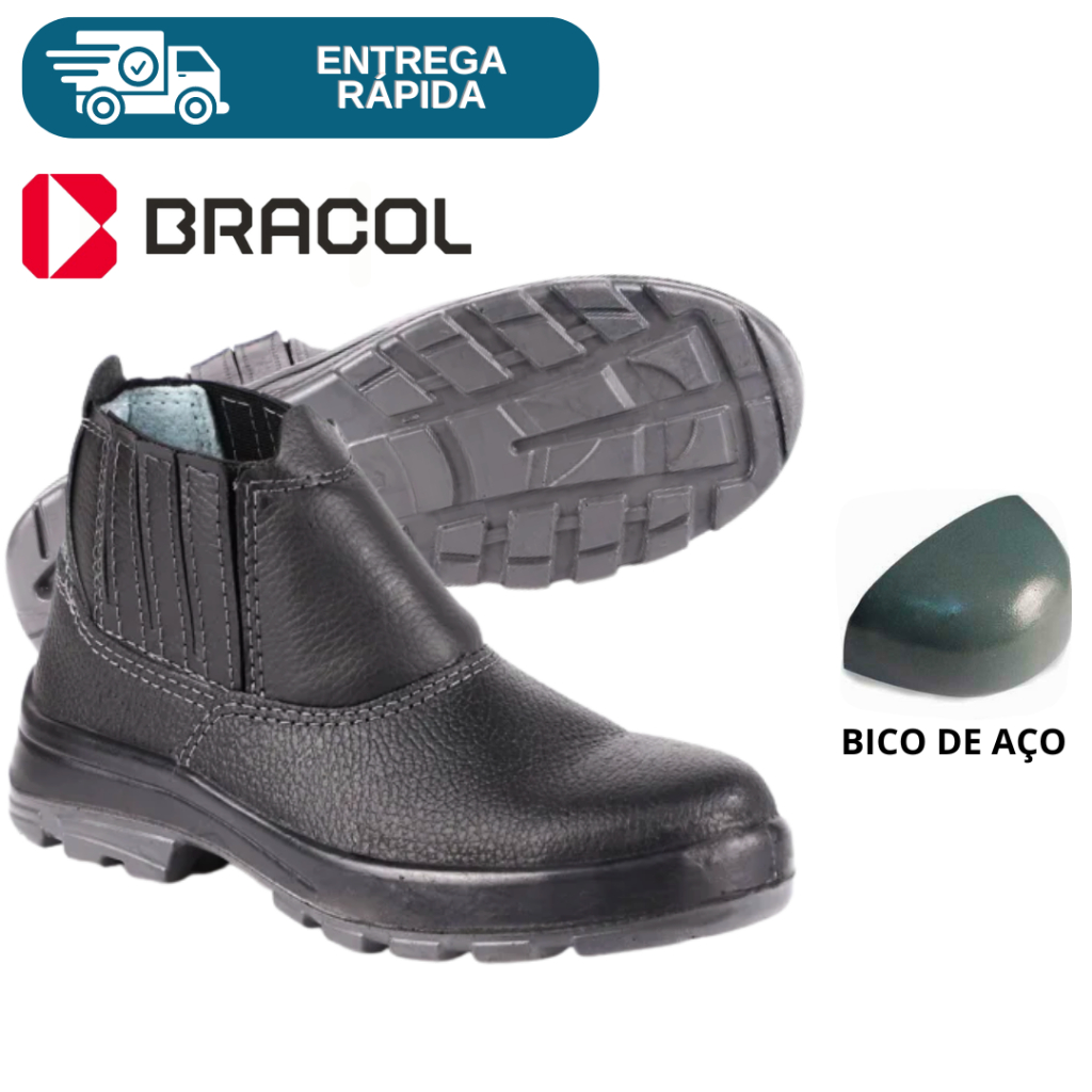 Botina Bota De Segurança Elástico Bico Aço Bracol Usafe Fujiwara Para Trabalho Proteção Epi