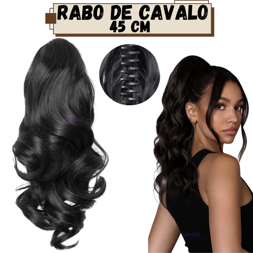 Aplique Rabo de Cavalo Para Extensão Fibra Orgânica Ondulado e Liso