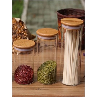 Kit 3 Potes De Vidro para Mantimentos com Tampa Bambu 200ml 250ml 300ml em Oferta na Shopee