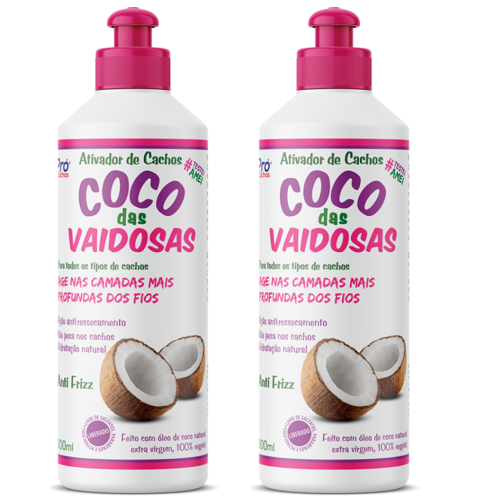 Kit com 2 - Ativador de cachos Coco das Vaidosas Pró Cachos 300ml