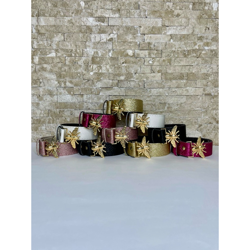 Cinto Kids Infantil Fivela de abelha Com Glitter Várias Cores