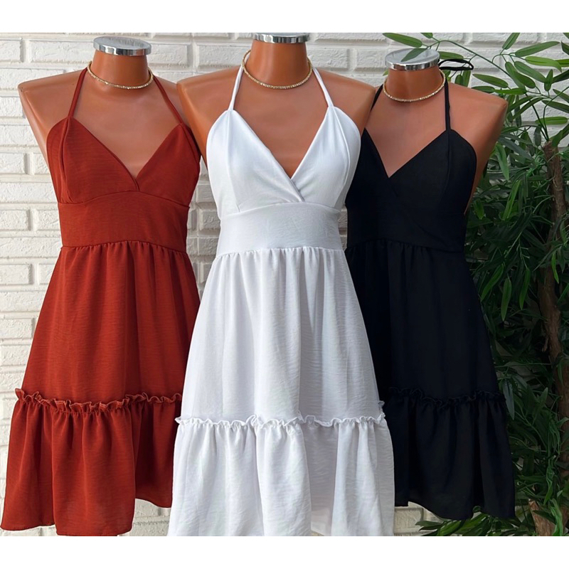 Vestido Michele Frente Unica alcinha Detalhe Barra boneca rodado