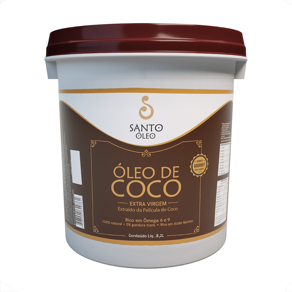 Óleo De Coco Da Película Extra Virgem Balde 3,2L