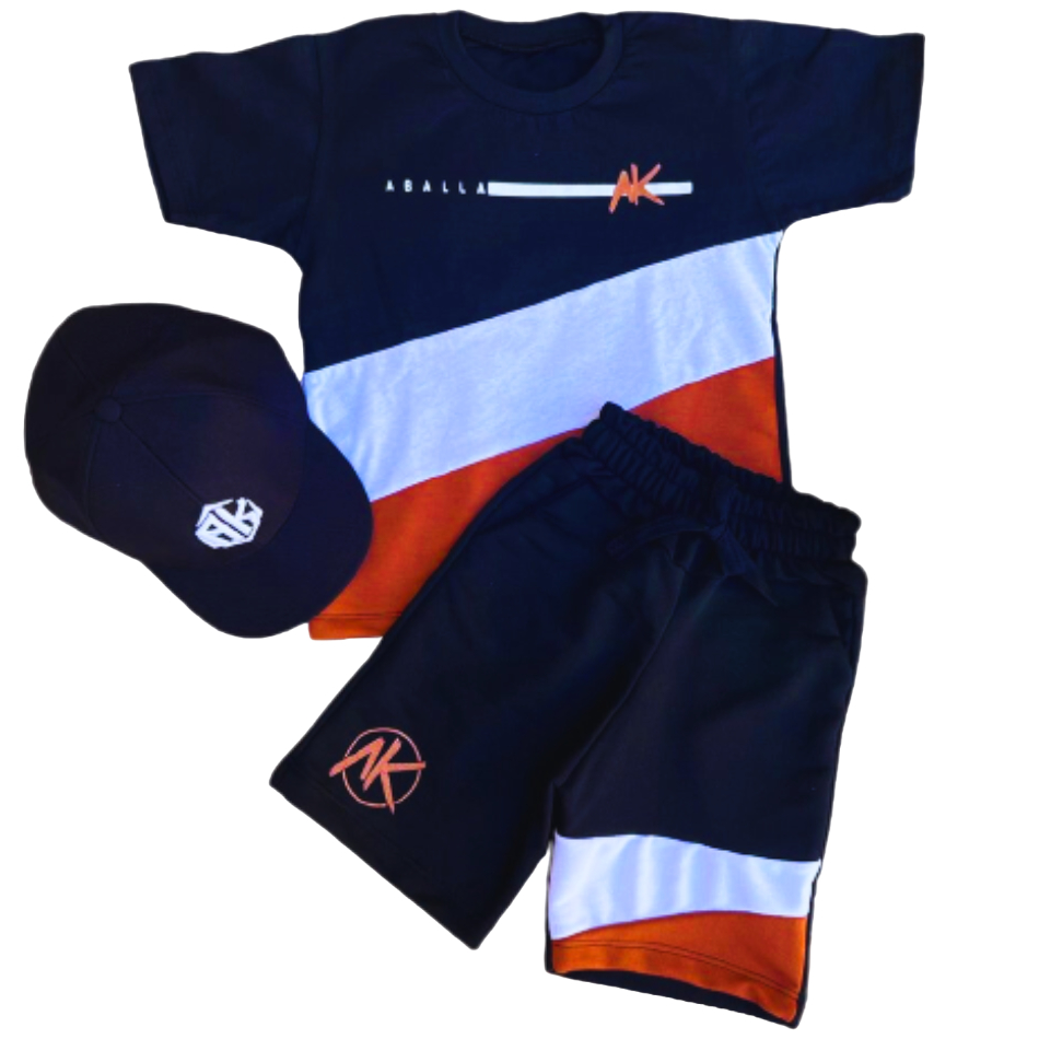 Conjunto Infantil Masculino Kit 3 Peças Camiseta + Bermuda + Boné Veste 2 4 6 8 10 12 14 A...