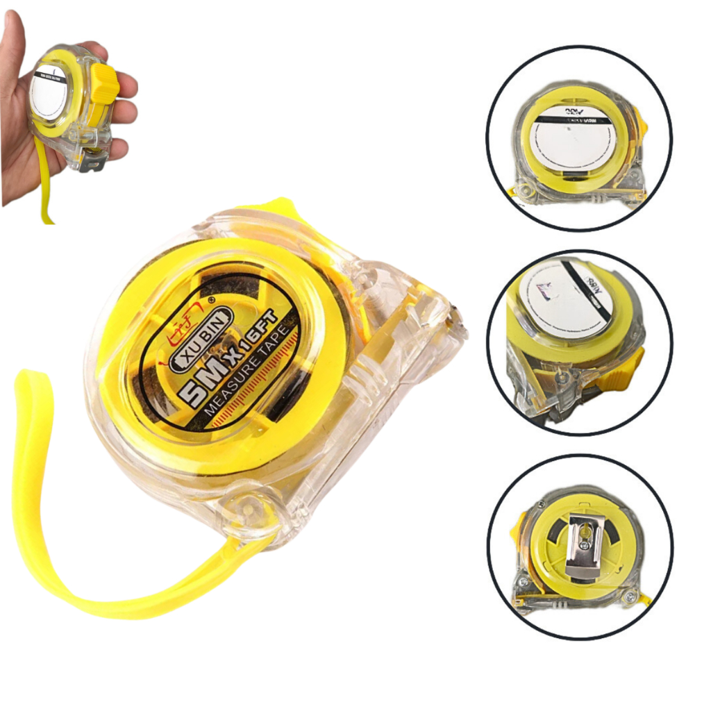 Trena Métrica Manual 5 Metros Com Trava Acrílico Transparente Aço Ferramentas Medir em Oferta na Shopee