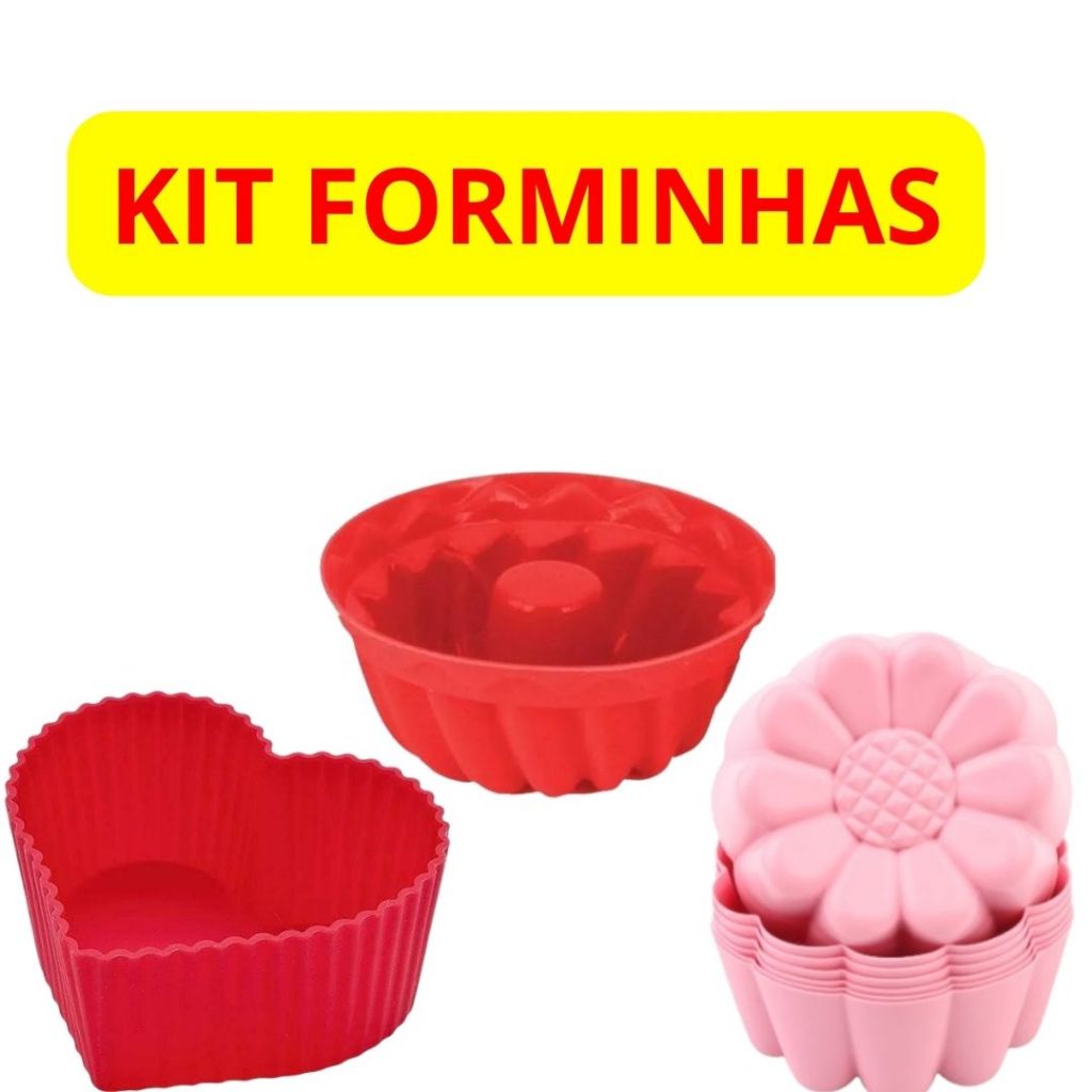 Kit Forminhas 36 Unidades Formato Flor 7x4.5x3.5 Coração 7x4.5x3.5 Redonda Com Furo 7x4.5x3.5 em Oferta na Shopee