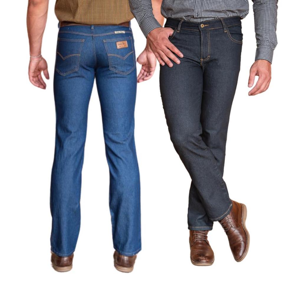 Kit com 2 Calças Jeans Masculina Básica Trabalho Serviço Reta Algodão 916