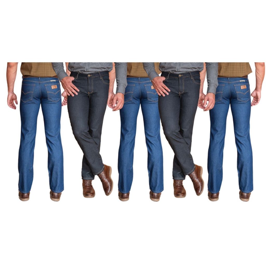 Kit com 5 Calças Jeans Masculina Lycra Básica Trabalho Serviço Ref: 916
