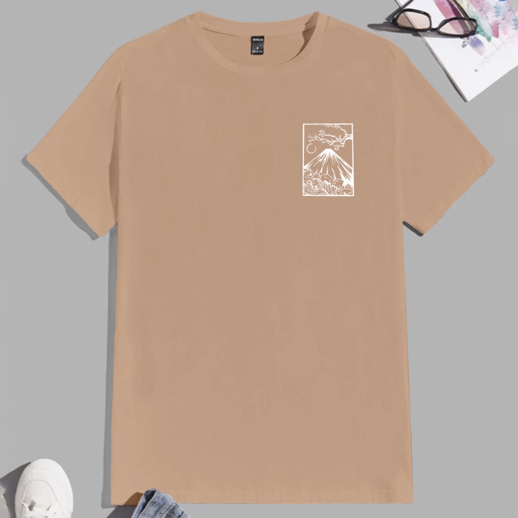 T shirt Oversizade Unissex Confortável Estilosa Old School Desenho Básico Simples Vulcão Erupção Es em Oferta na Shopee