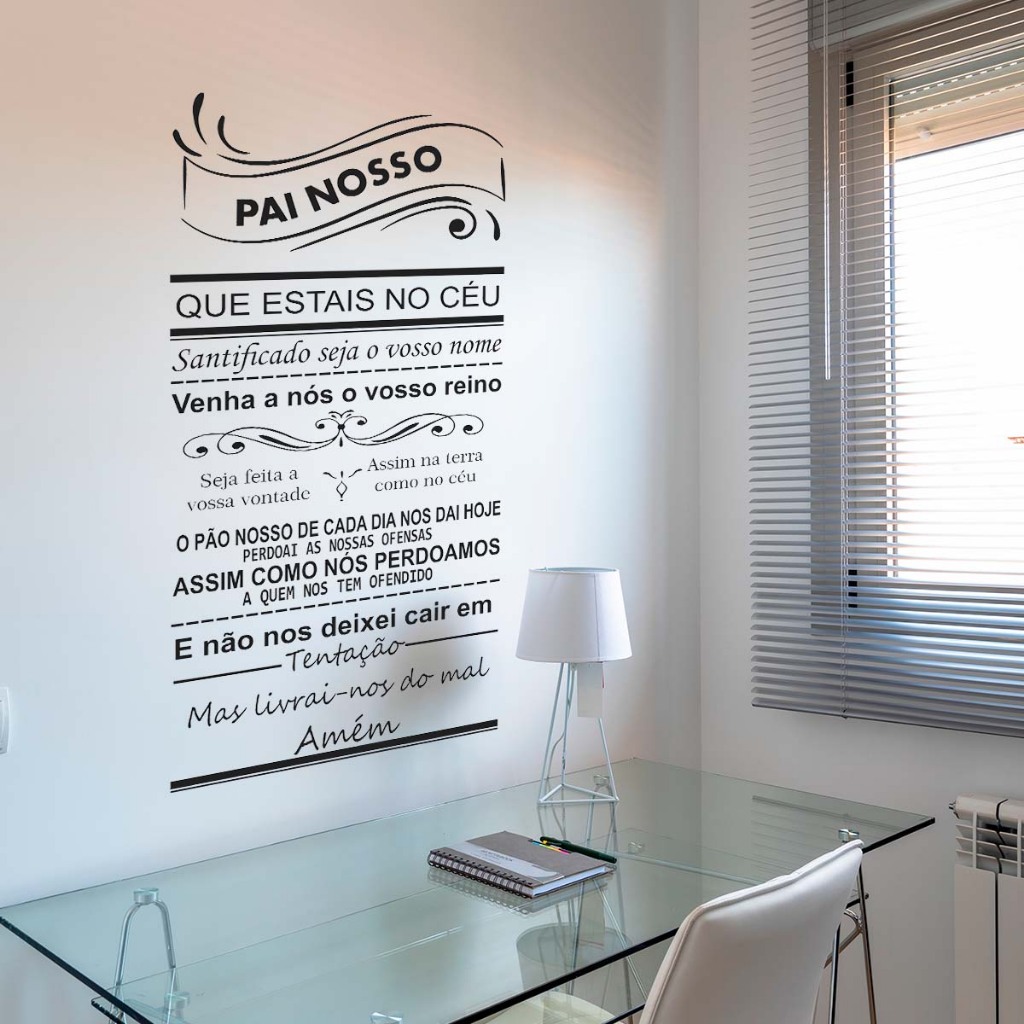 Oração Pai Nosso em Adesivo Decorativo vinil Preto De Parede Quarto Sala Cozinha em Oferta na Shopee