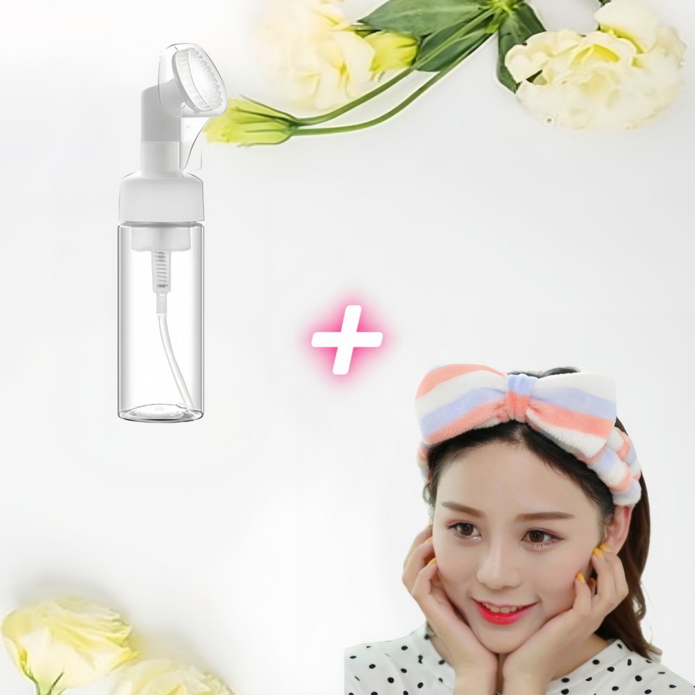 Kit de Frasco Pump Espuma Limpeza Facial Skin Care Silicone + Faixa Toalha em Oferta na Shopee