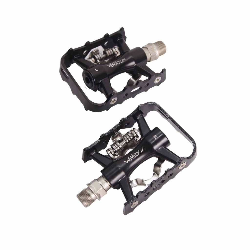 Pedal Bike Mtb Plataforma Clip Misto Alumínio Rolamento Com Tacos