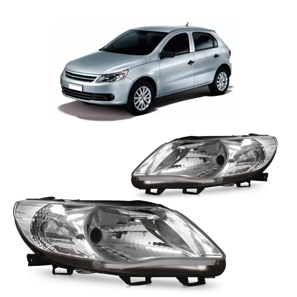 Farol Dianteiro Gol Saveiro G5 2009 2010 2011 2012 Foco Simples Máscara Cromada Lente Lisa Acrilico em Oferta na Shopee