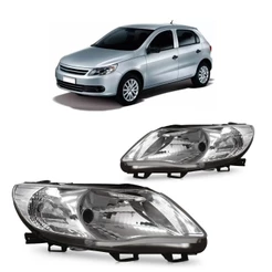Farol Dianteiro Gol Saveiro G5 2009 2010 2011 2012 Foco Simples Máscara Cromada Lente Lisa Acrilico
