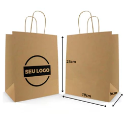 Sacola de Papel Kraft Monolúcido 23x19x9 Lisa ou Personalizada / Kit com 50 unidades