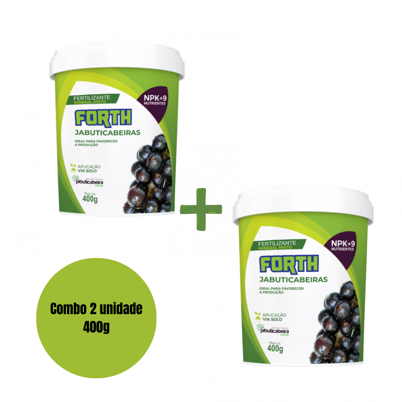 2 unidades Forth jabuticaba fertilizante adubo NPK+9 aplicação via solo 400 gr