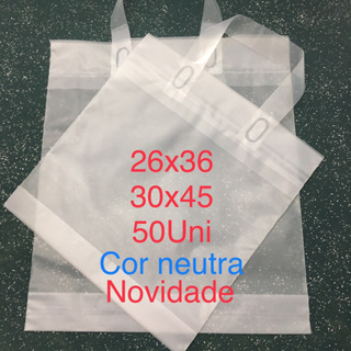 SACOLA ALÇA FITA NEUTRA/TRANSPARENTE 50UNi. em Oferta na Shopee