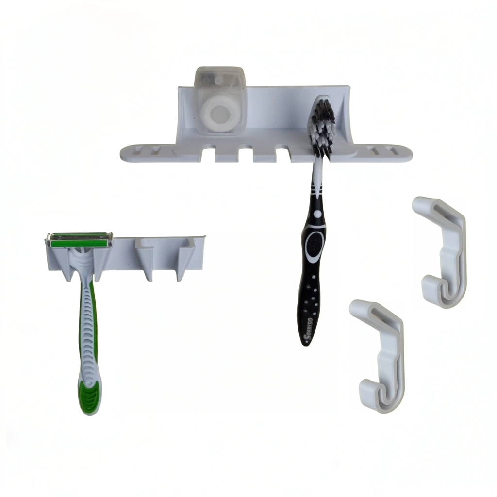 Kit Suporte Banheiro - Escova Dente, Aparelho de Barbear e Ganhos com Fita dupla Face