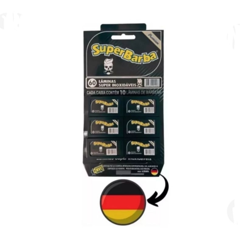 Lâmina de Barbear Super Barba Black Premium – 60 Lâminas Profissionais Aço Inox
