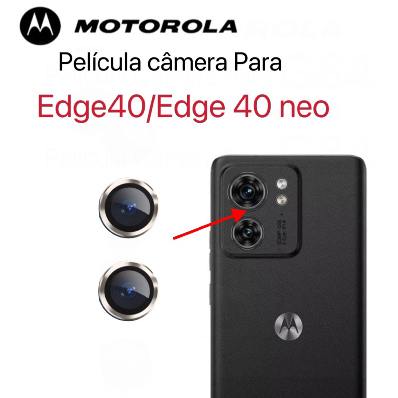 Kit Película câmera anel de metal Para Motorola Edge 40/Edge 40 neo Protege a lente Vidro Temperado