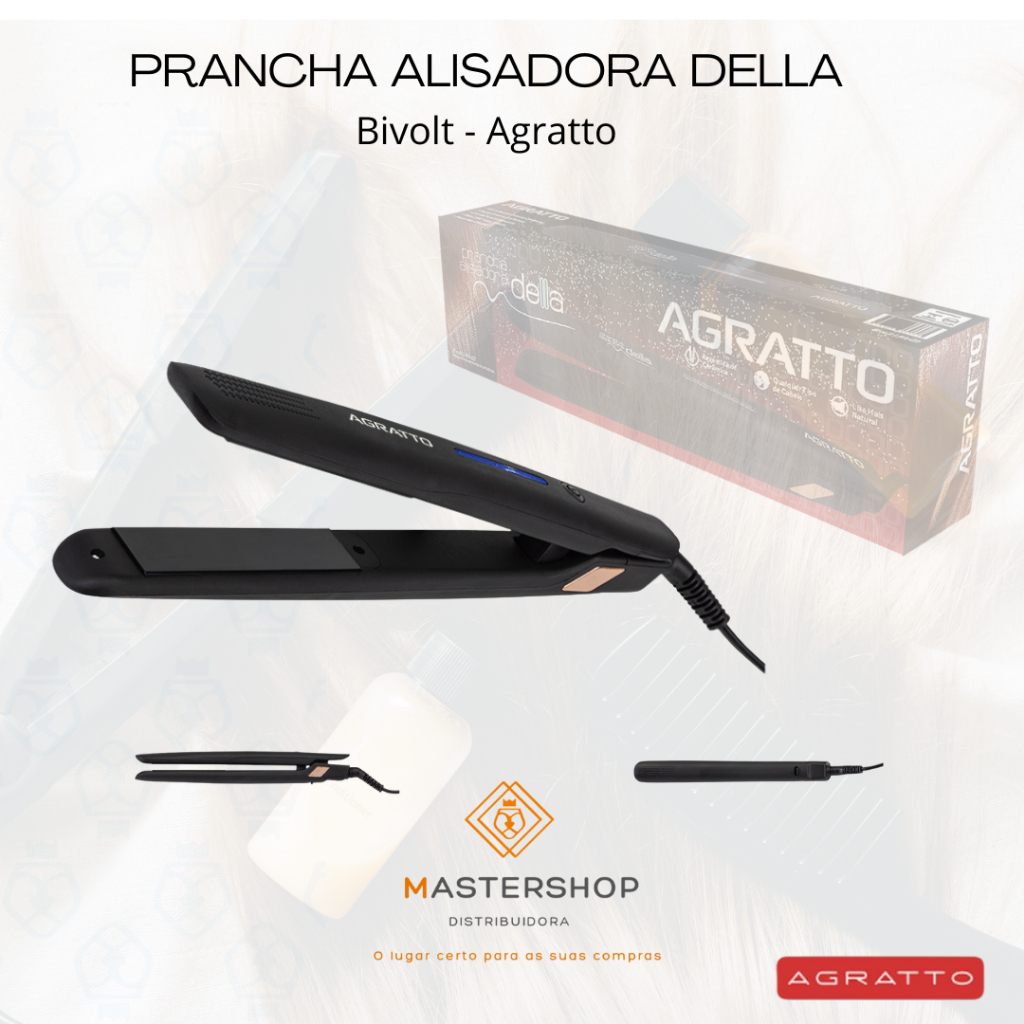 Chapinha Prancha Alisadora Alisa Cabelo Agratto Della Preta 30W Bivolt